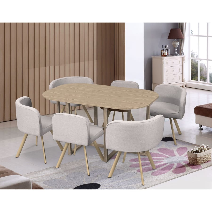 Ensemble table + 6 chaises encastrables beiges